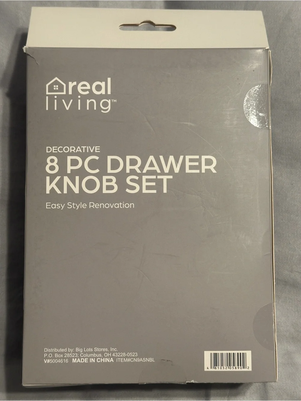 Real Living Decorative Crystal-Style Drawer & Cabinet Knobs (8-Pack) - Gray